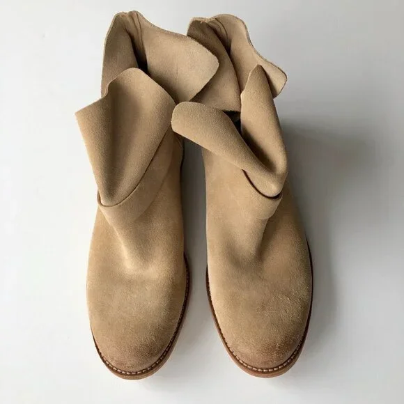 MICHAEL KORS ankle suede leather cut boot gold hardware buckle logo all season 8 - Picture 2 of 15